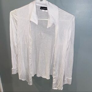 un deux trois  white button down collared cardigan L